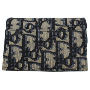 Christian Dior Saddle Flap Jacquard Canvas  Holder Beige