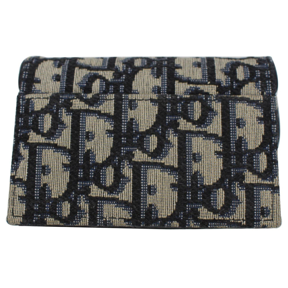 Christian Dior Saddle Flap Jacquard Canvas  Holder Beige