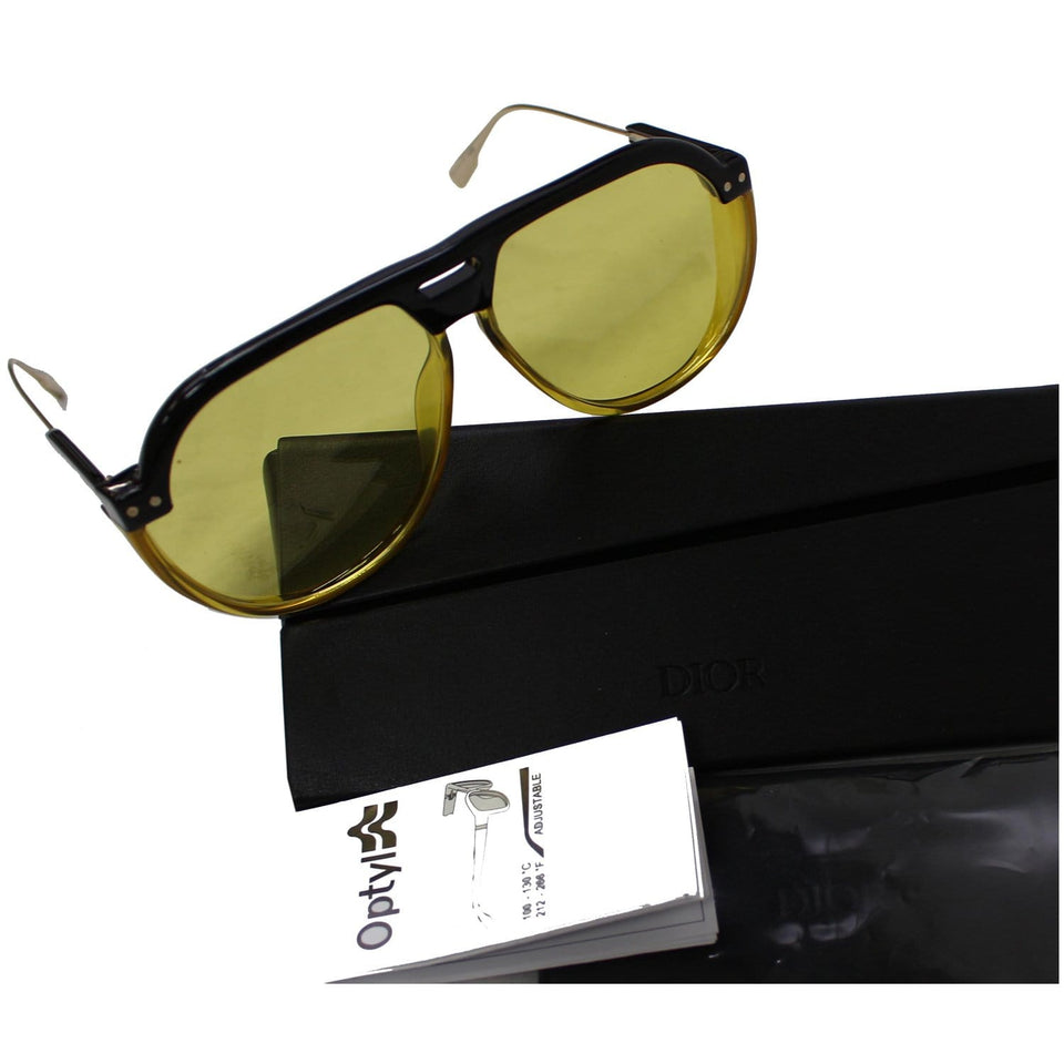 Christian Dior DiorCLUB3S-071C Black Yellow Sunglasses Yellow Lens