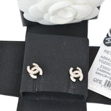 Chanel CC Crystal Earrings Silver
