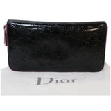 Christian Dior Diorissimo Patent Leather Zip Around Wallet Black