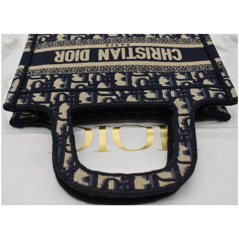 Christian Dior Mini Dior Book Oblique Embroidery Tote Bag Blue