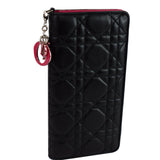 Christian Dior Cannage Lady Dior Charm Leather Wallet Black