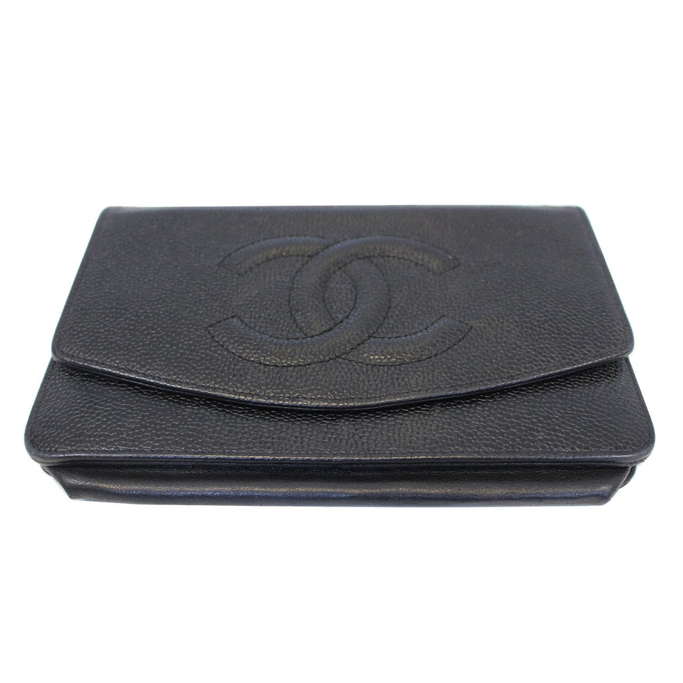 Chanel Timeless WOC Caviar Leather Clutch Crossbody Bag Black