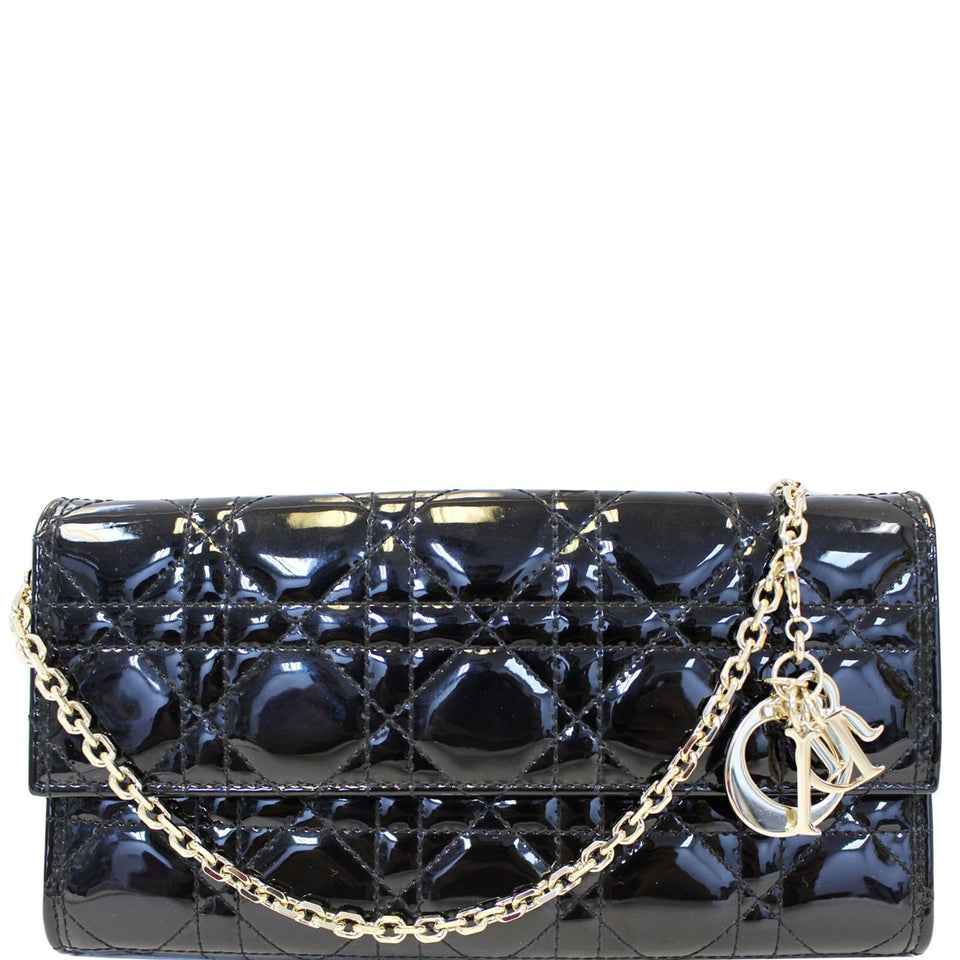 Christian Dior Lady Dior Croisiere Cannage Lambskin Chain Wallet Black