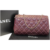 Chanel Clutch With Chain Quilted Flap Lambskin Shoulder Bag Burgundy