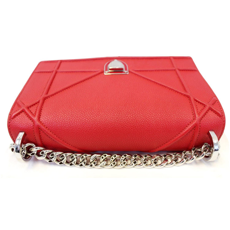 Christian Dior Diorama Flap Red Grained Leather Small Shoulder Bag