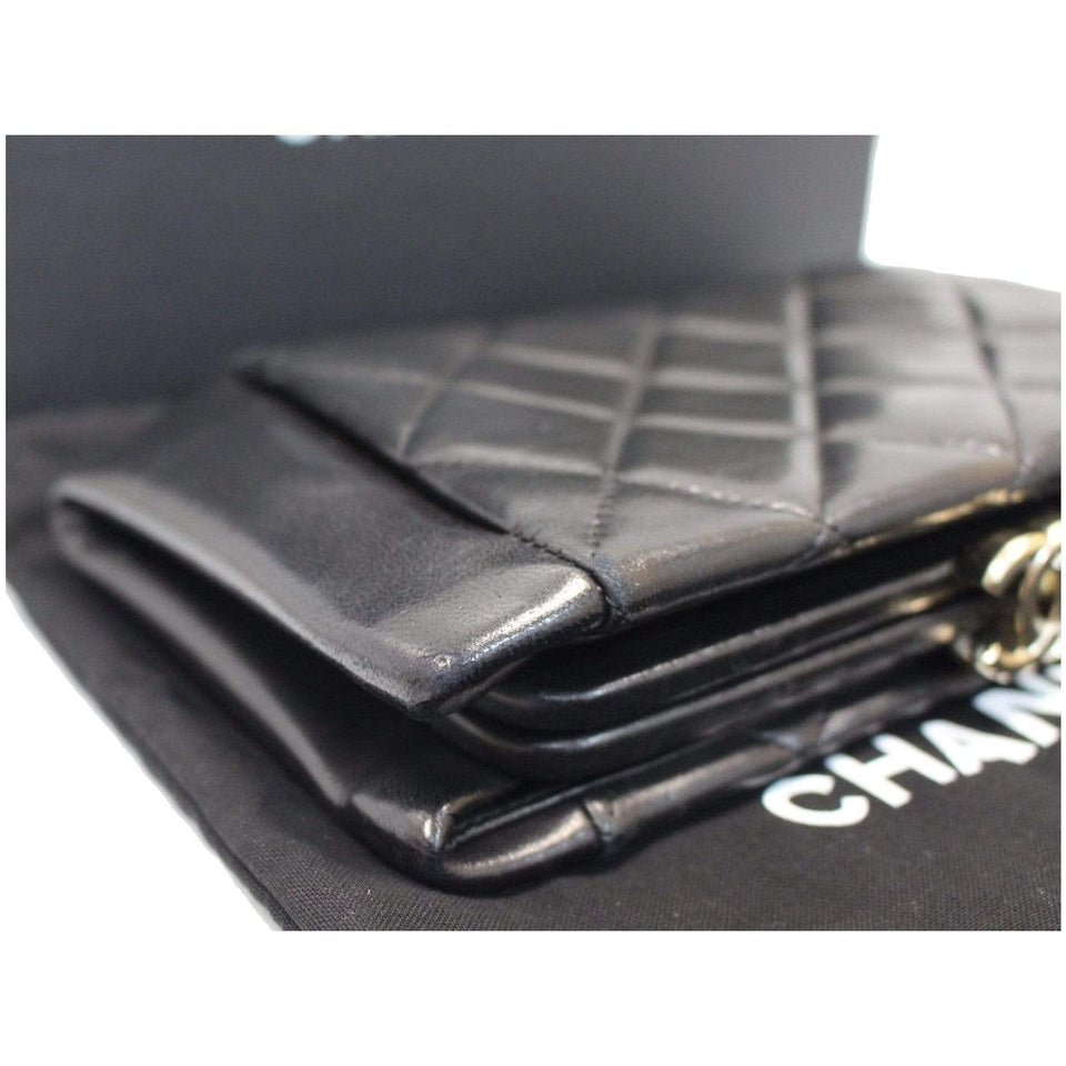 Chanel Timeless CC Lock Lambskin Leather Clutch Bag Black - 25% OFF