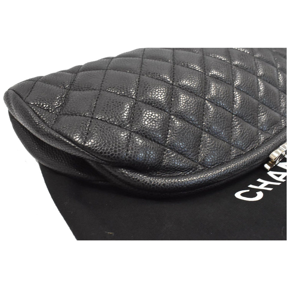 Chanel Timeless Caviar Quilted Leather Clutch Black