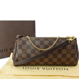 Louis Vuitton Eva Pochette Damier Ebene Clutch Crossbody Bag Brown