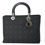 Christian Dior Lady Dior Vintage Nylon Cannage Canvas Tote Bag Black