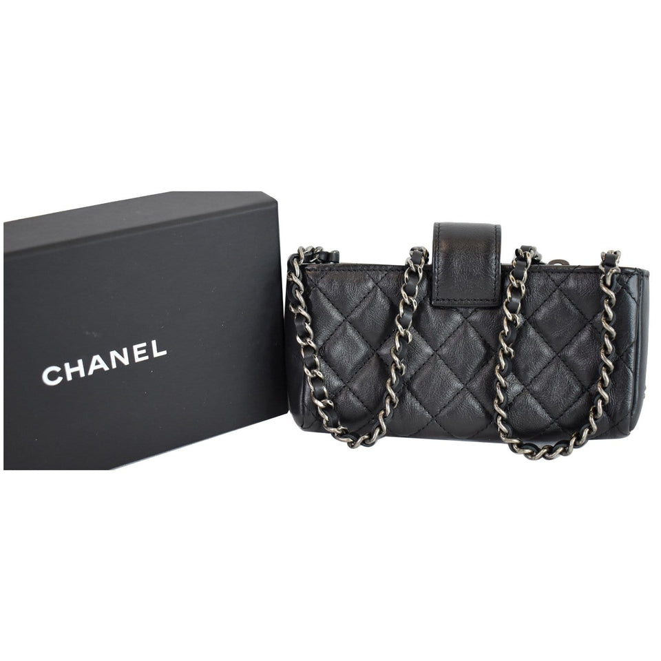 Chanel Reissue Lucky Charm Quilted Leather Chain Crossbody Clutch Bag Black