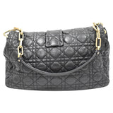 Christian Dior Cannage New Lock Flap Leather Shoulder Bag Black