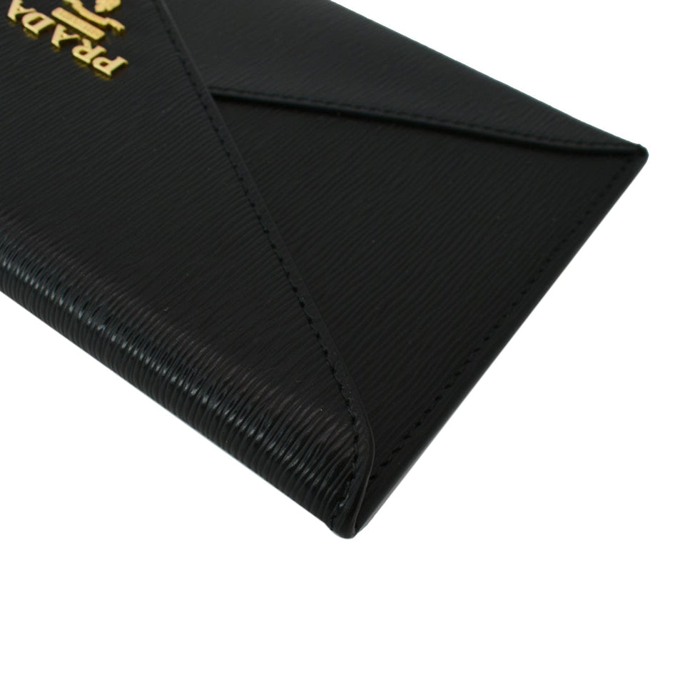 Prada Envelope Leather Clutch Wallet Black