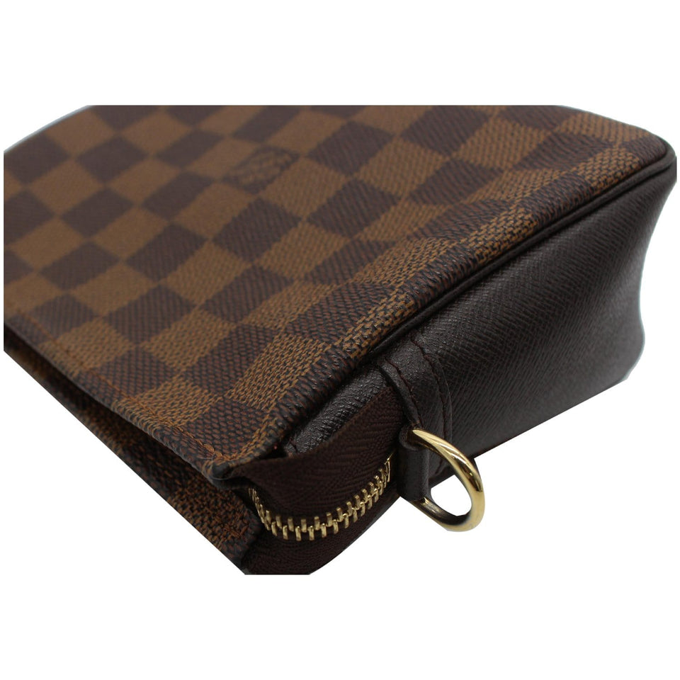 Louis Vuitton Trousse Damier Ebene Makeup Pochette Clutch Bag Brown