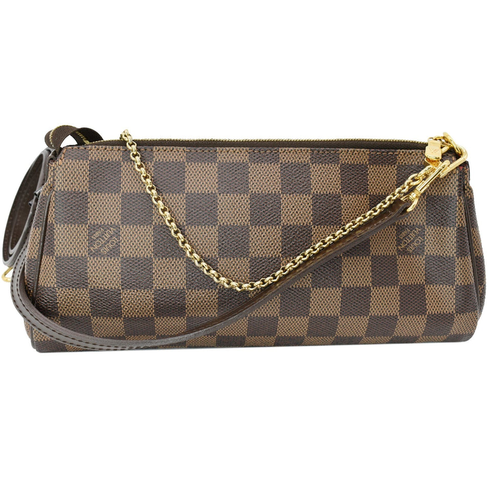 Louis Vuitton Eva Pochette Damier Ebene Clutch Crossbody Bag Brown