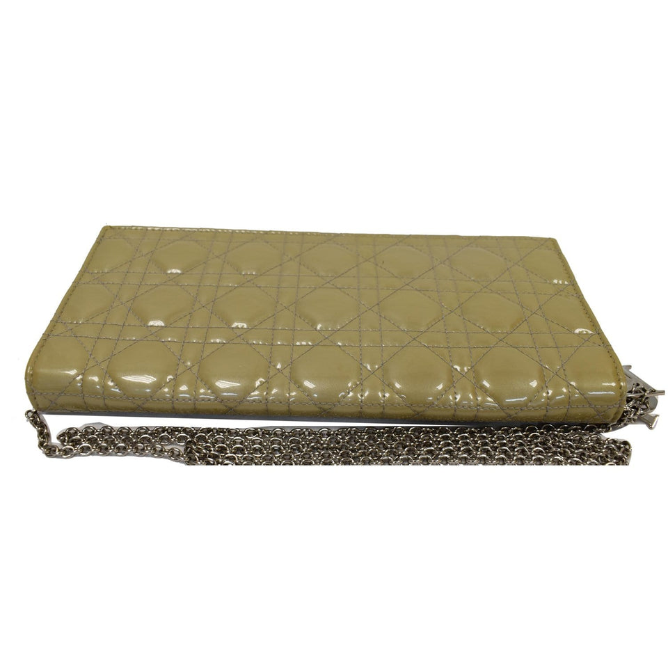 Christian Dior Quilted Patent Leather Lady Dior Clutch Bag