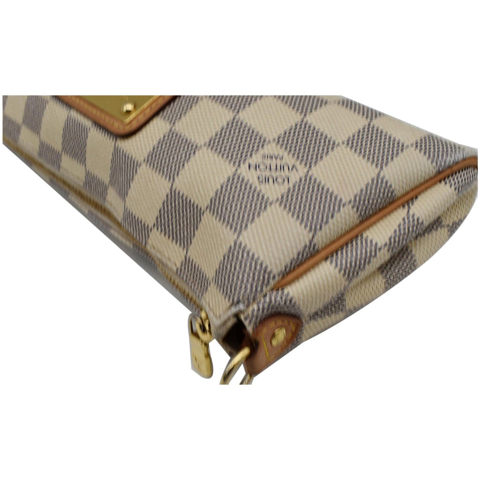 Louis Vuitton Pochette Eva Damier Azur Clutch Bag White