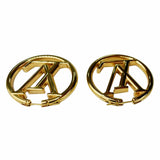 Louis Vuitton Louise Hoop Embossed LV Circle Earrings Gold