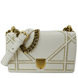 Christian Dior Small Diorama Studded Leather Flap Shoulder Bag White