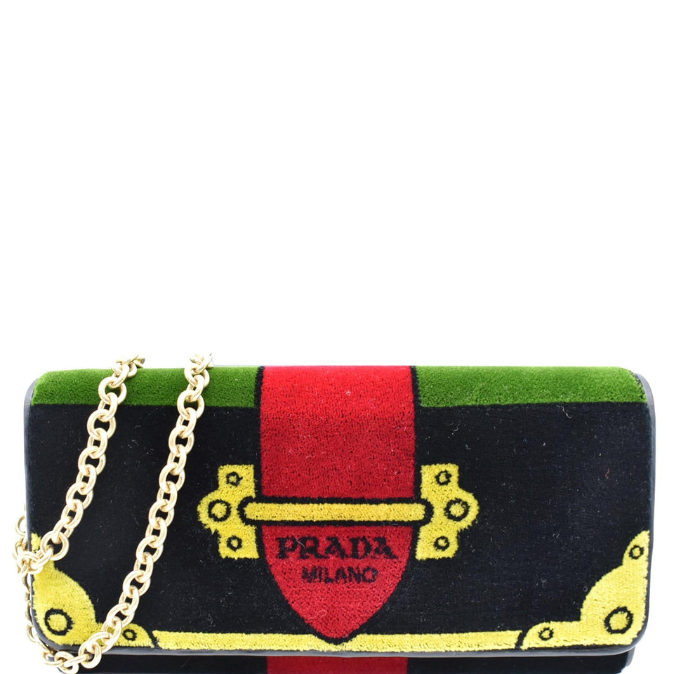 Prada Cahier Velvet Clutch Bag Multicolor