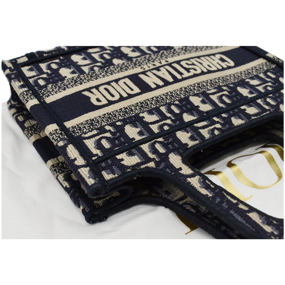 Christian Dior Mini Dior Book Oblique Embroidery Tote Bag Blue