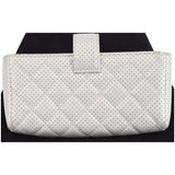 Chanel Perforated Lambskin Quilted Mini Phone Holder Clutch Silver - Last Call