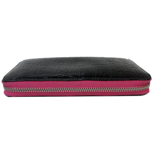 Christian Dior Diorissimo Patent Leather Zip Around Wallet Black