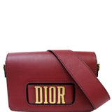 Christian Dior Dio(r)evolution Flap Calfskin Shoulder Bag Dark Red