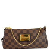 Louis Vuitton Pochette Eva Damier Ebene Clutch Crossbody Bag Brown