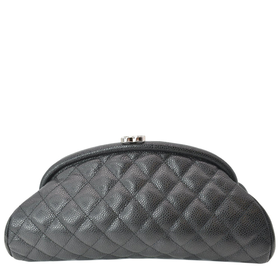 Chanel Timeless Caviar Quilted Leather Clutch Black