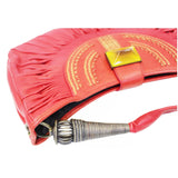 Christian Dior Plisse Pleated Leather Hobo Bag Red