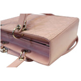 Christian Dior Quilted Patent Leather Lady Dior Large Shoulder Bag Pink