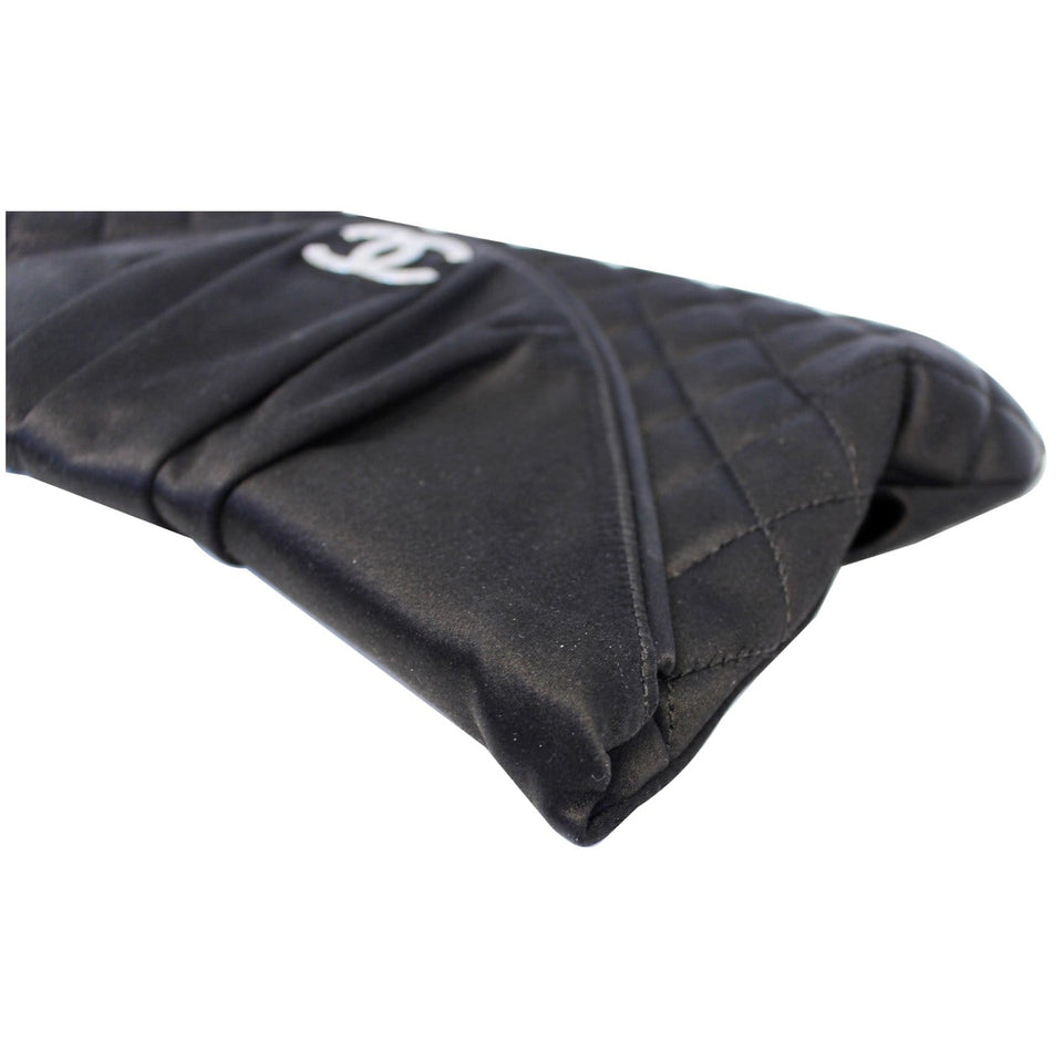 Chanel CC Half Moon Quilted Satin Clutch Black