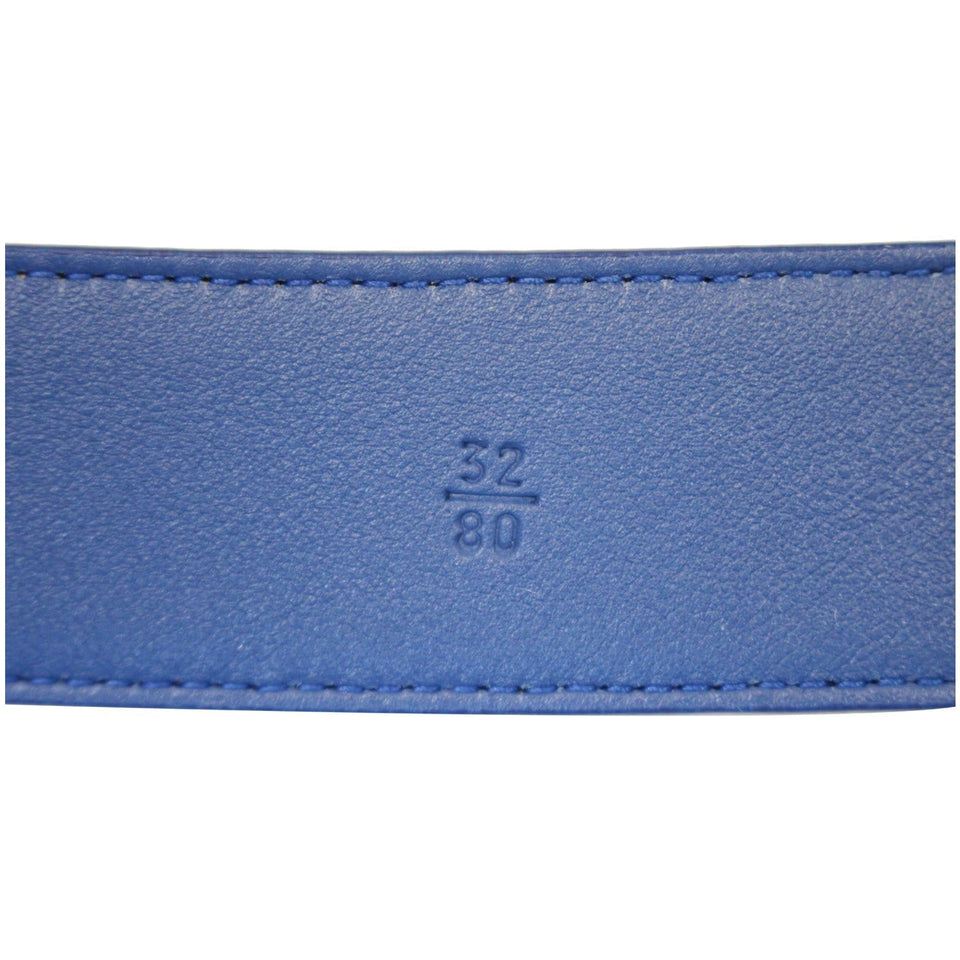 Prada Round Logo Blue Saffiano Leather Belt Size 40