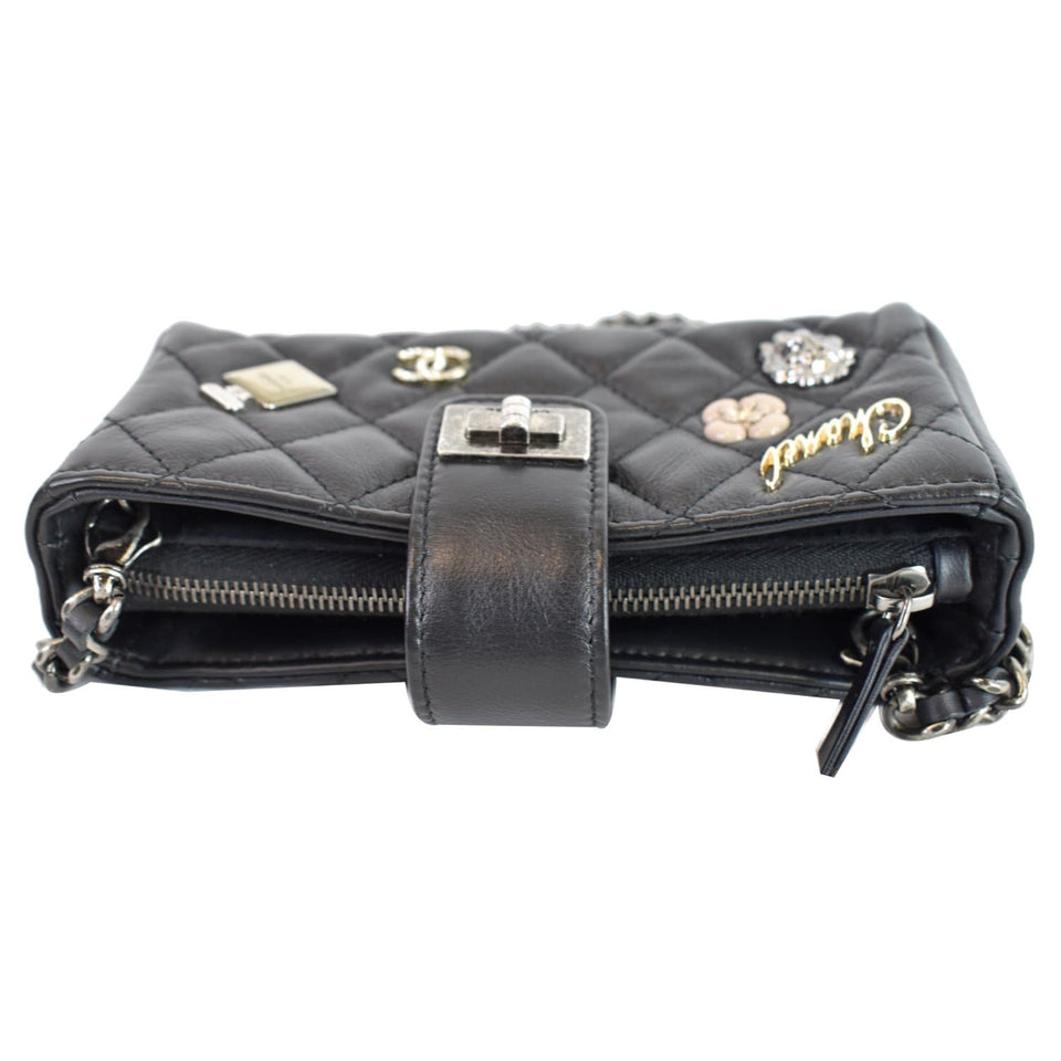 Chanel Reissue Lucky Charm Quilted Leather Chain Crossbody Clutch Bag Black