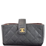 Chanel Quilted Caviar Leather Mini Phone Holder Clutch Black