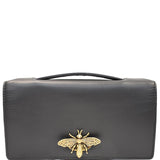 Christian Dior Bee Leather Pouch Clutch Bag Black