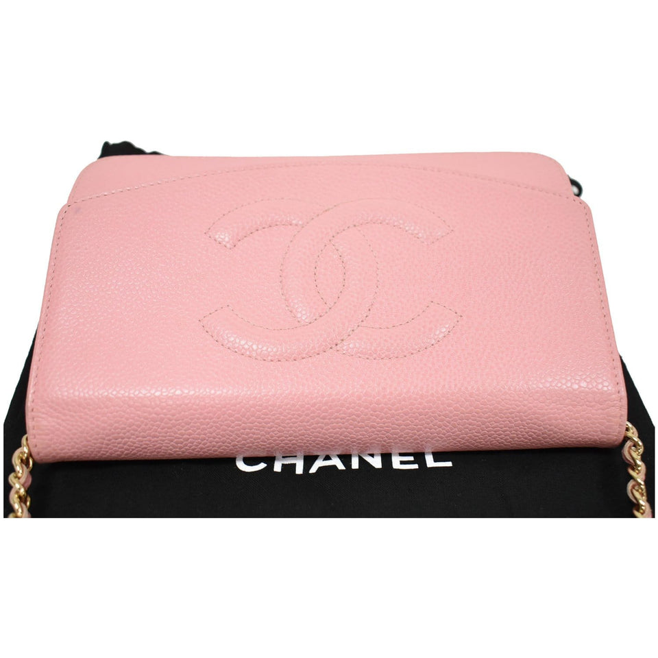 Chanel Timeless Caviar Leather Wallet On Chain Clutch Crossbody Bag Pink