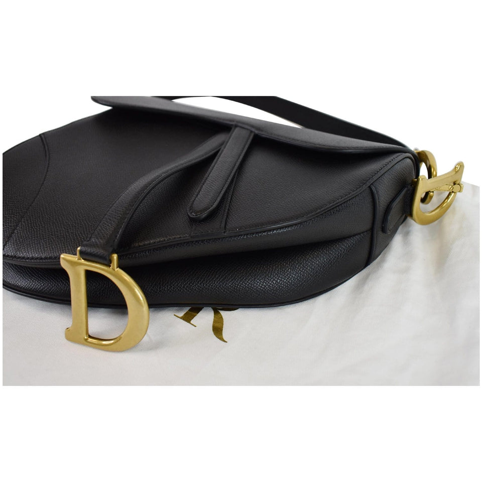 Christian Dior Saddle Leather Shoulder Bag Black