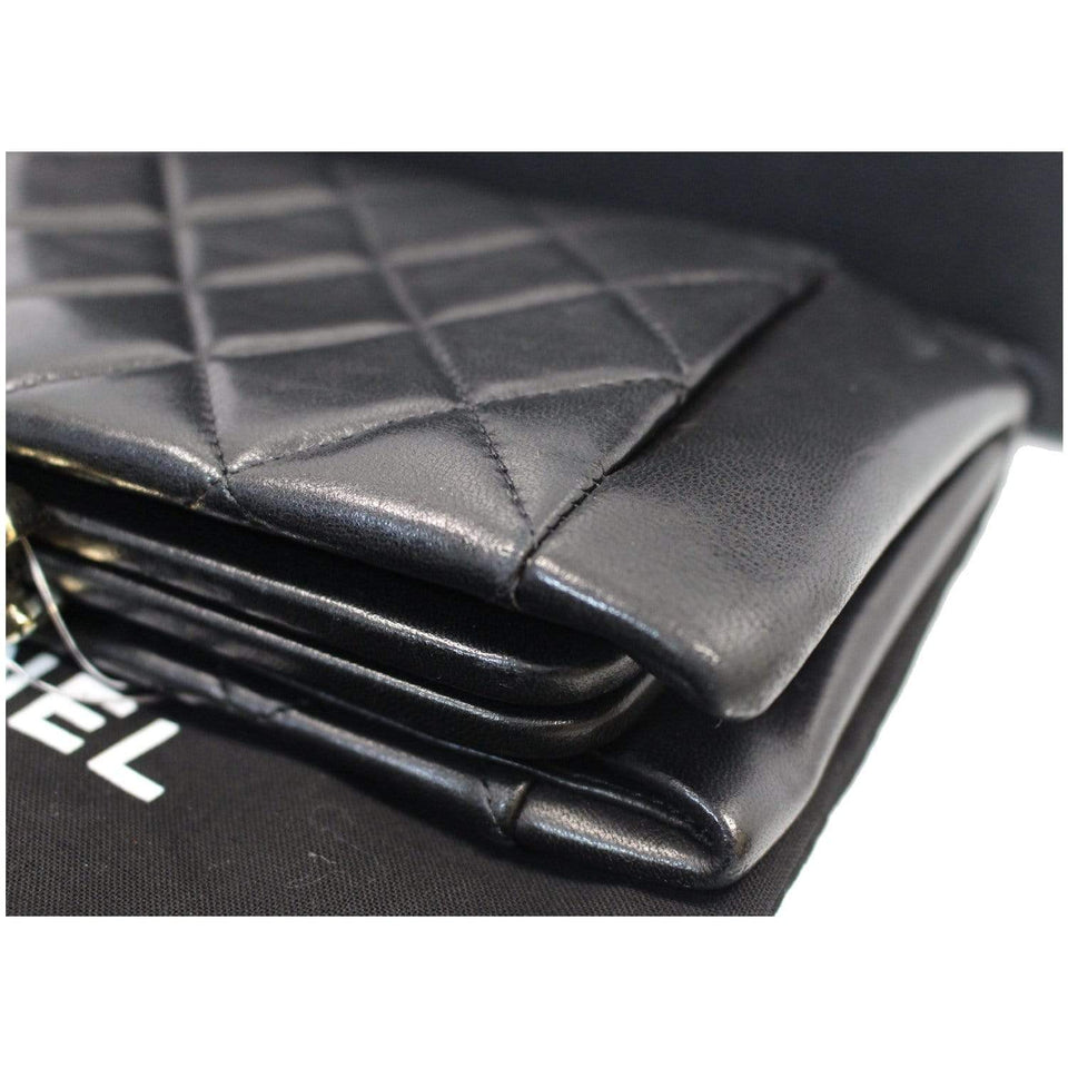 Chanel Timeless CC Lock Lambskin Leather Clutch Bag Black - 25% OFF