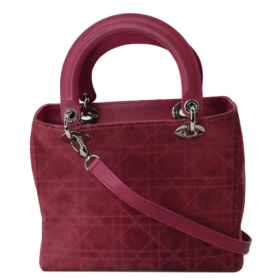 Christian Dior Lady Dior Suede Tote Bag Pink