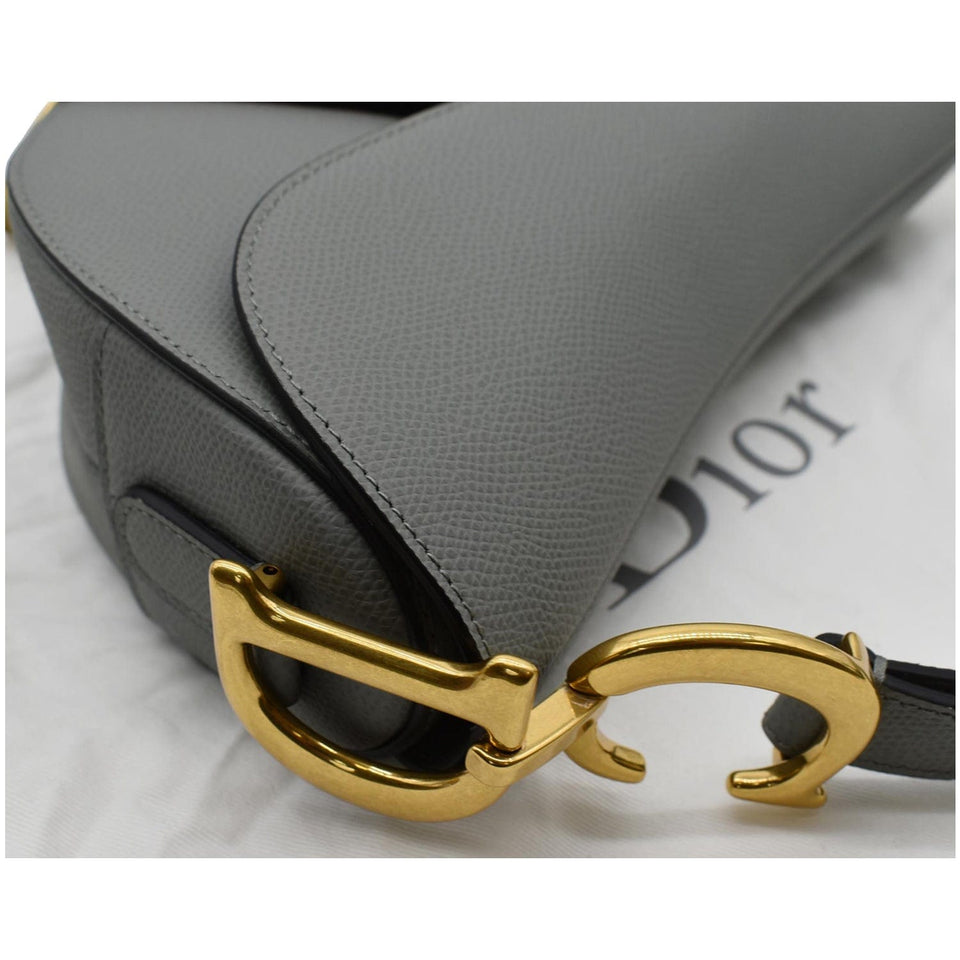 Christian Dior Saddle Leather Shoulder Bag Grey