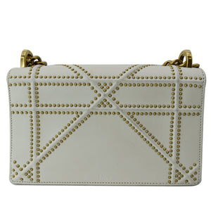 Christian Dior Small Diorama Studded Leather Flap Shoulder Bag White