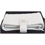 Chanel Perforated Lambskin Quilted Mini Phone Holder Clutch Silver - Last Call