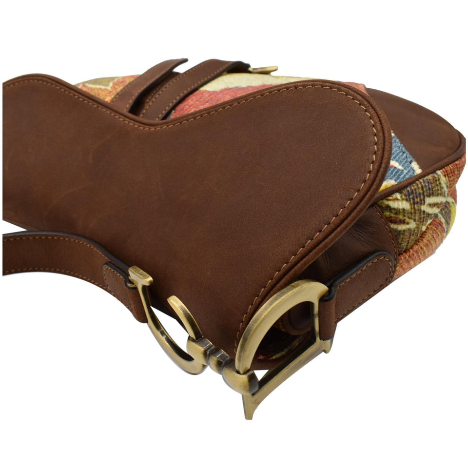 Christian Dior Impression Kilim Tapestry Canvas Saddle Bag Brown