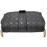 Christian Dior Cannage New Lock Flap Leather Shoulder Bag Black