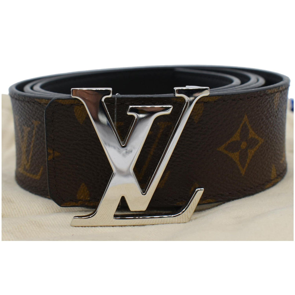 Louis Vuitton LV Initiales Monogram Canvas Silver Buckle Belt Brown