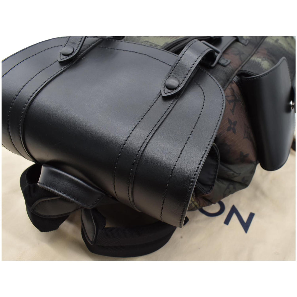 Louis Vuitton Christopher PM Camouflage Nylon Monogram Backpack Bag Black