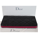 Christian Dior Cannage Lady Dior Charm Leather Wallet Black